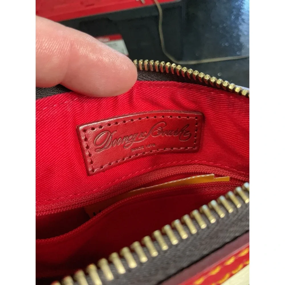 Dooney & Bourke Zebra Print And Red Crossbody Bag 8 X 8 Zipper  Closure